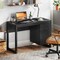 Costway Computer Desk with Storage Cabinet Pull-out Drawer Stable Thick Legs for Bedroom White/Black